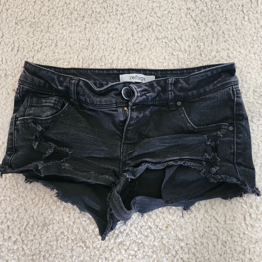 Edgy Black Distressed Denim Shorts